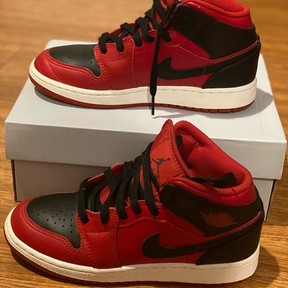 Nike Air Jordan Red and Black High Tops - Picture 2 of 5